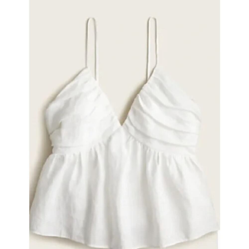 J.CREW V-neck gathered linen camisole white NWOT